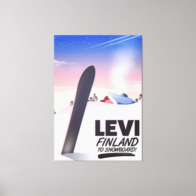 Levi Finland Snowboard reseskylt Canvastryck (Framsida)