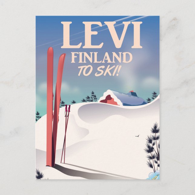 Levi, Finlands skidreseaffisch Vykort (Framsida)