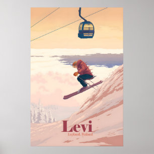 Levi Lappland Finland Skidort Reseskylt Poster