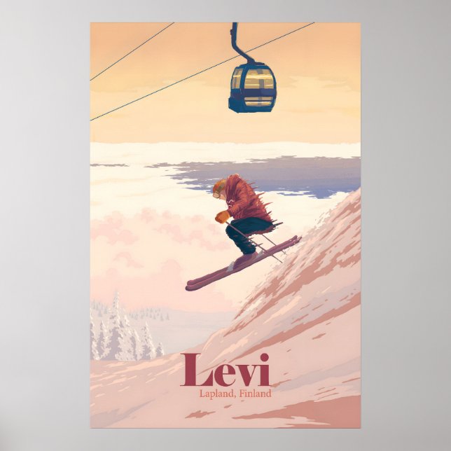 Levi Lappland Finland Skidort Reseskylt Poster (Framsidan)
