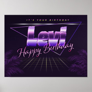 Levi Namn Vorname lila retro Poster Geburtstag