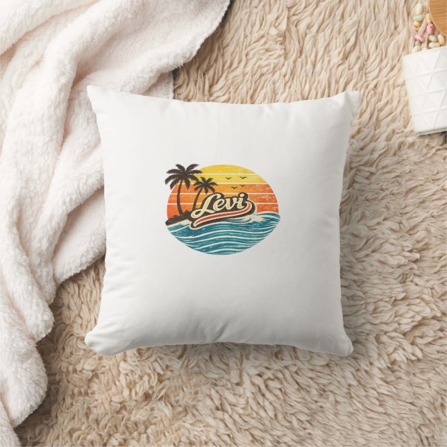 Levi Retro Sunset Name Design Kudde (Filt)