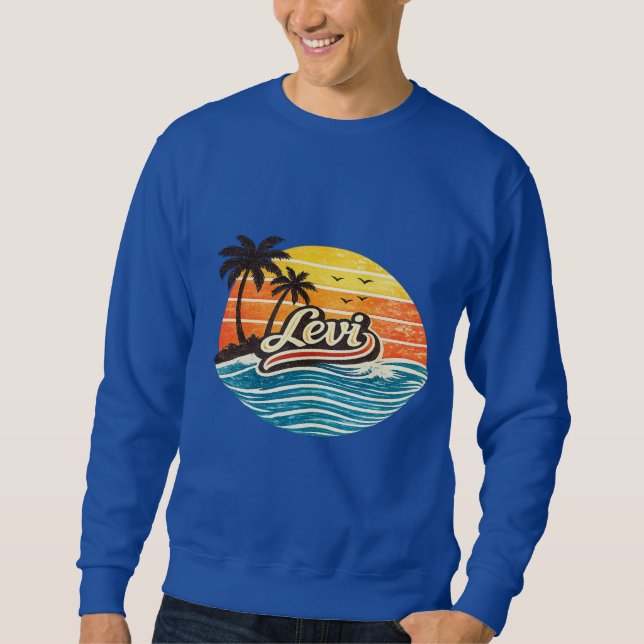 Levi Retro Sunset Name Design Lång Ärmad Tröja (Framsida)