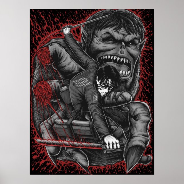 Levi vs Beast titan Poster (Framsidan)