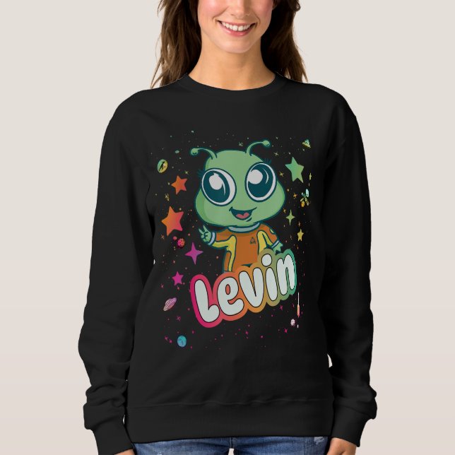 LEVIN - Cute Boy Namn med söt Alien T Shirt (Framsida)