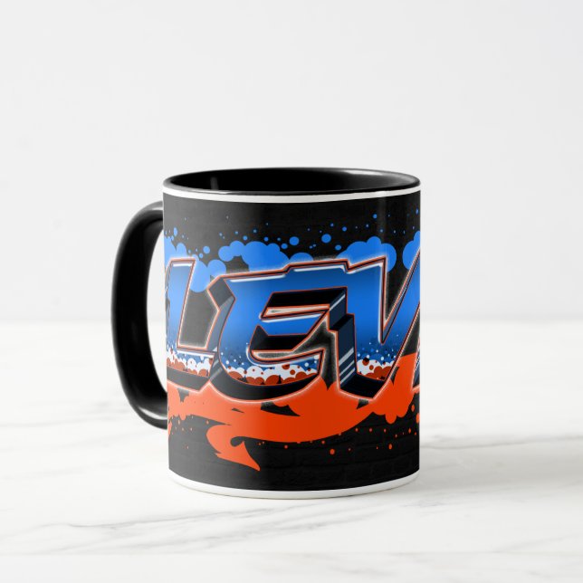 Levin Vorname Name Graffiti blue orange Tasse Mugg (Framsida vänster)