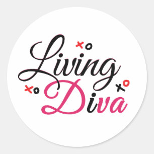 Leving Diva i Red Classic Round Stickers Runt Klistermärke