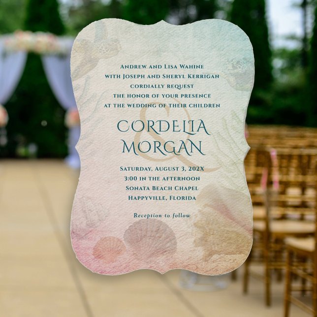 Leving Seas Bröllop Ceremony Parents Namn Inbjudningar (Skapare uppladdad)
