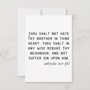 Leviticus 19:17 KJV Bibelskript Hälsning Kort