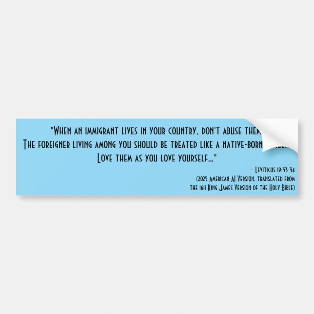 Leviticus 19:33-34 - högerna Behandla invandrare Bildekal (Framsidan)