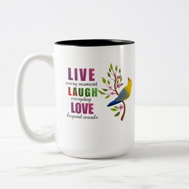 Levla Lätt Leva Gul Fågel Kaffemugg (Vänster)
