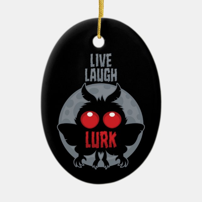 Levla Lura Lurka Mothman Kryptid Julgransprydnad Keramik (Framsidan)