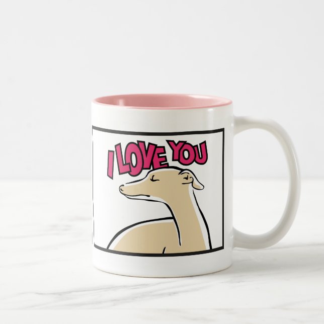 Lévrier stylisé "I love You" Två-Tonad Mugg (Höger)