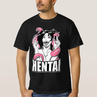 lewd Ahegao camiseta de cara izquierda anime chica T Shirt