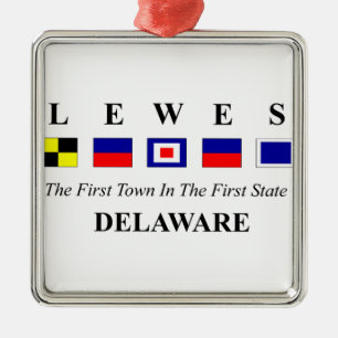 Lewes DE 2 - nautiskt stava för flagga Julgransprydnad Metall