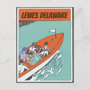 Lewes, DE, Boat Ride, Vintage Stil vykort