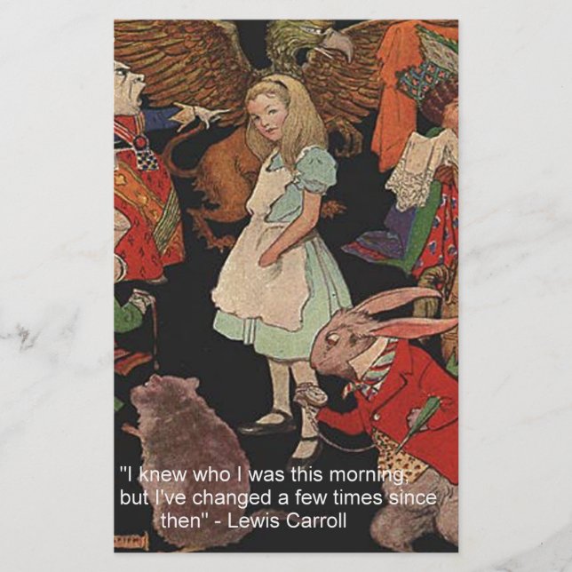 Lewis Carroll-illustration & citat om förändring Brevpapper (Framsida)