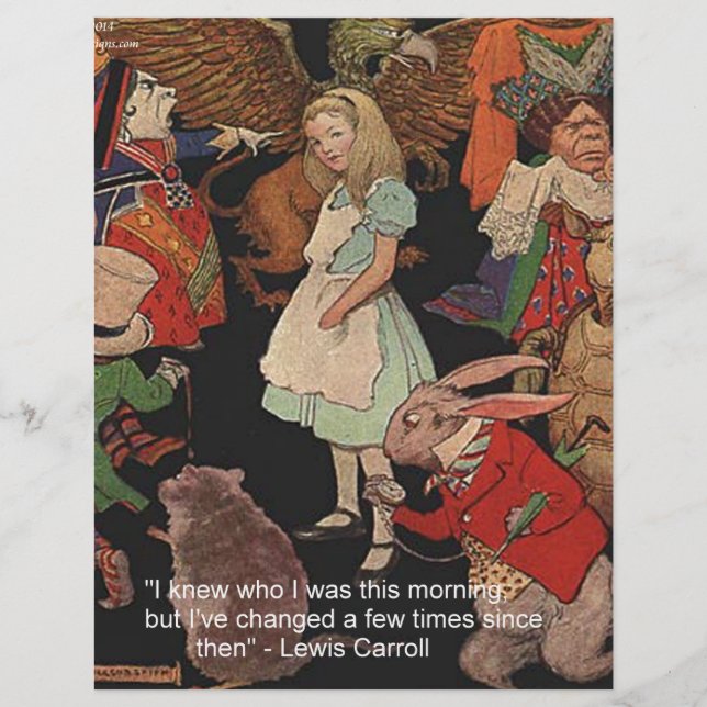 Lewis Carroll-illustration & Mind Change-citat (Framsida)