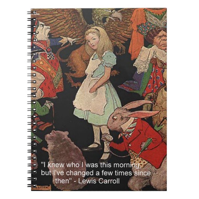 Lewis Carroll-illustration & Mind Change-citat Anteckningsbok Med Spiral (Framsidan)