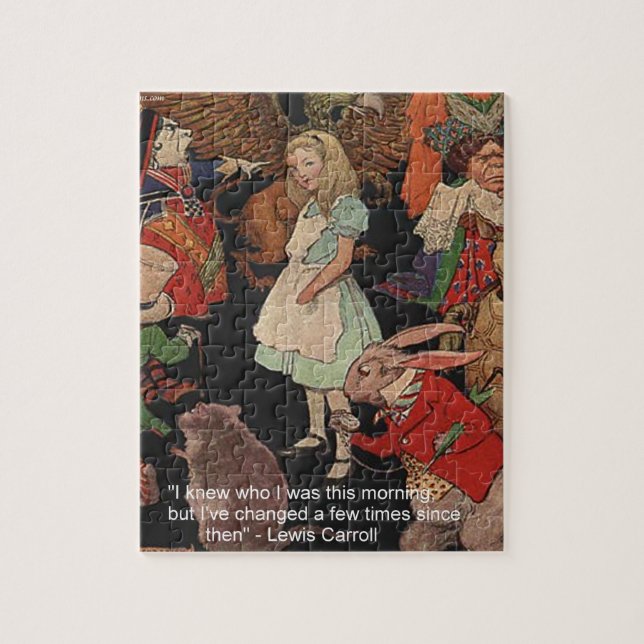 Lewis Carroll-illustration & Mind Change-citat Pussel (Vertikal)