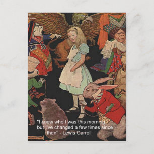 Lewis Carroll-illustration & Mind Change-citat Vykort