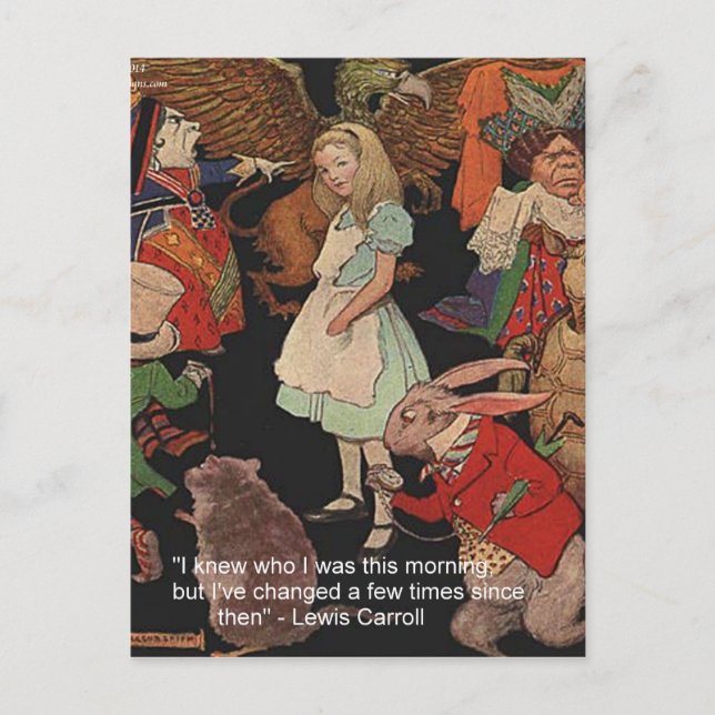 Lewis Carroll-illustration & Mind Change-citat Vykort (Framsida)