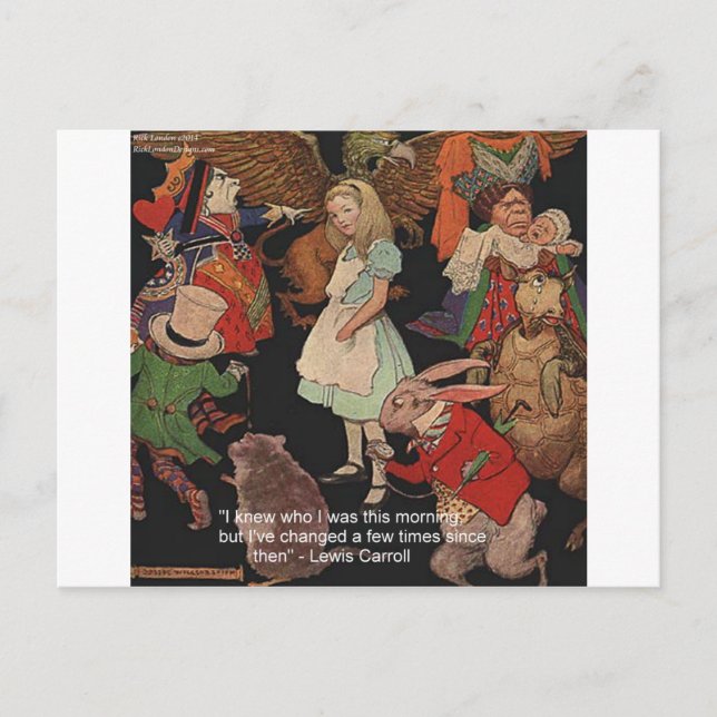 Lewis Carroll-illustration & Mind Change-citat Vykort (Framsida)