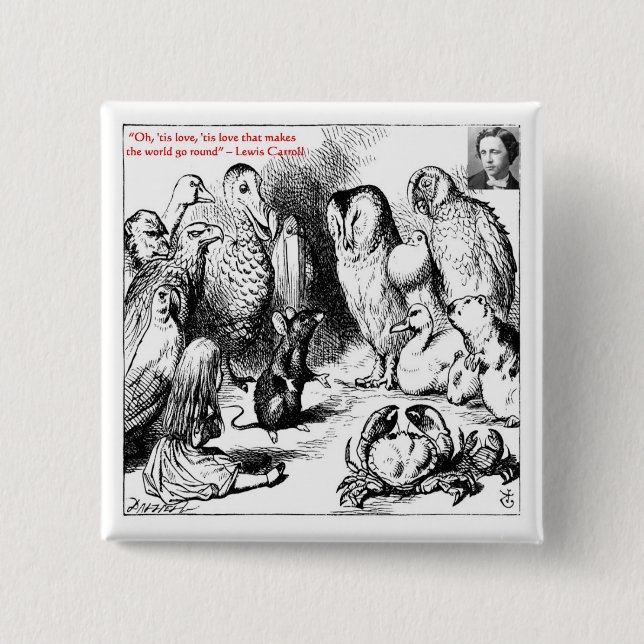 Lewis Carroll Looking Glass Illustration & Citat Knapp (Framsida)