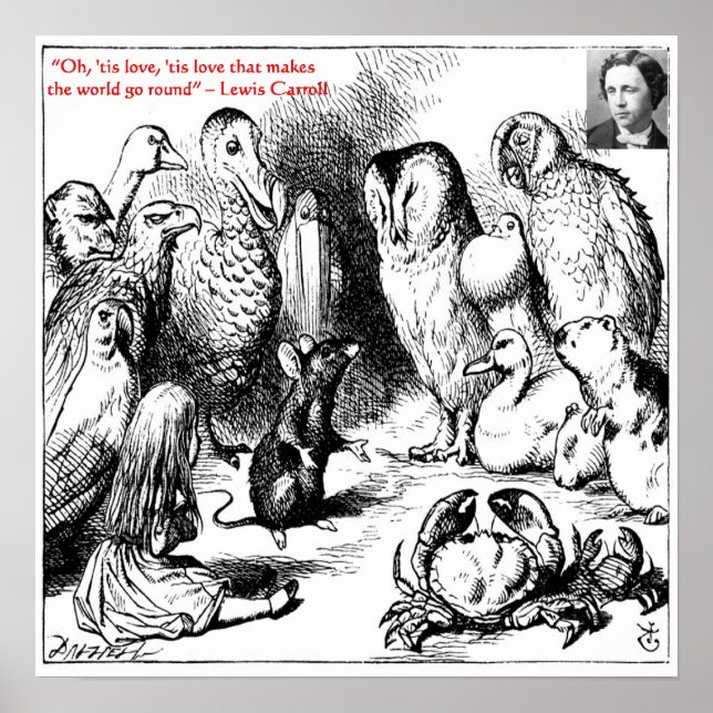 Lewis Carroll Looking Glass Illustration & Citat Poster (Framsidan)