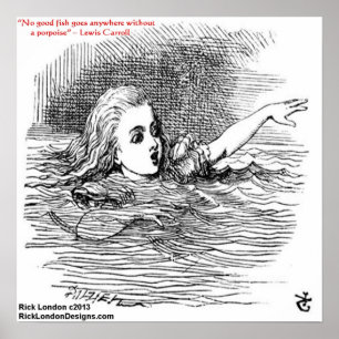 Lewis Carroll Looking Glass Illustration & Citat Poster