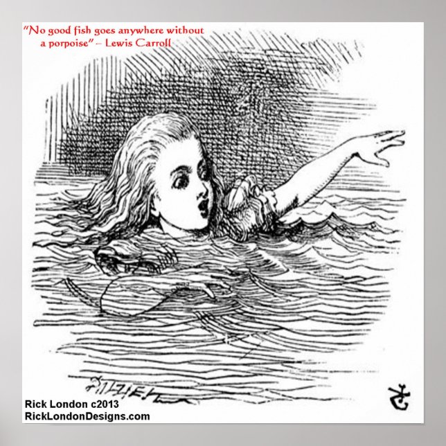 Lewis Carroll Looking Glass Illustration & Citat Poster (Framsidan)