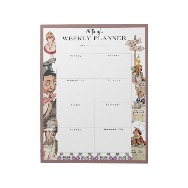 Lewis Carroll's Alice i Wonderland Weekly Planner Anteckningsblock (Roterad)