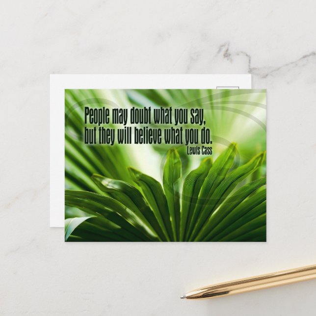 Lewis Cass Inspirational Quote "Doubt" Vykort (Fram/Back In Situ)