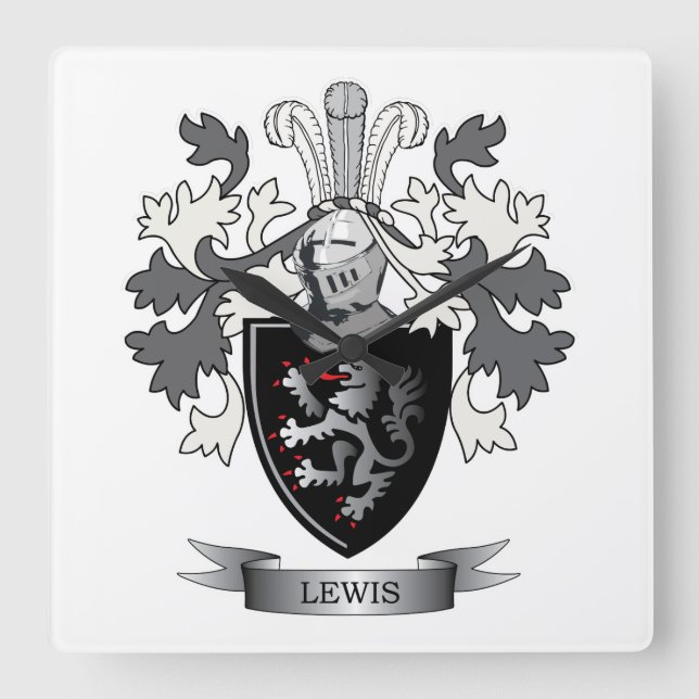 Lewis Family Crest Jackar om Arm Fyrkantig Klocka (Framsida)