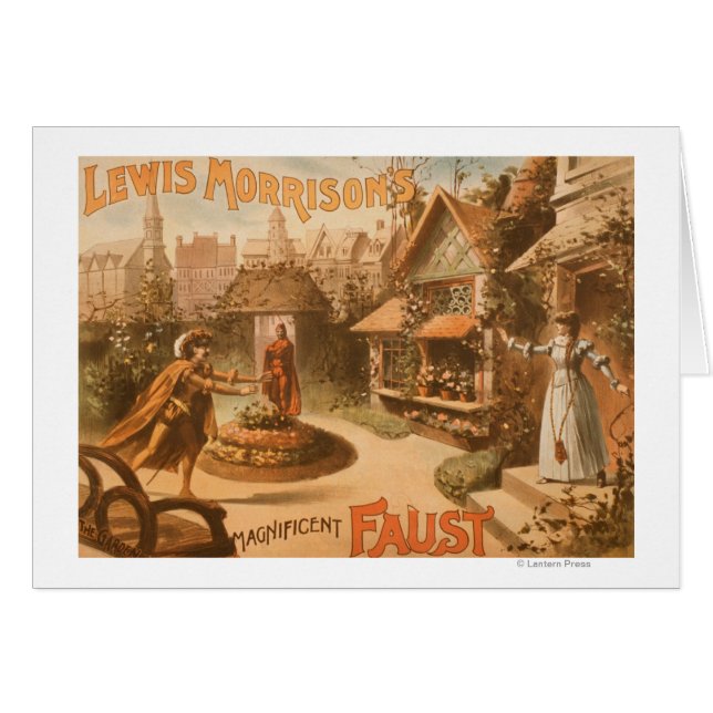 Lewis Morrisons magnifika Faust Theater Hälsningskort (Framsidan Horizontal)