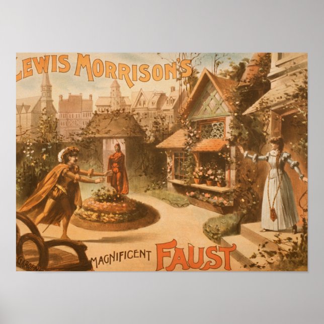 Lewis Morrisons magnifika Faust Theater Poster (Framsidan)