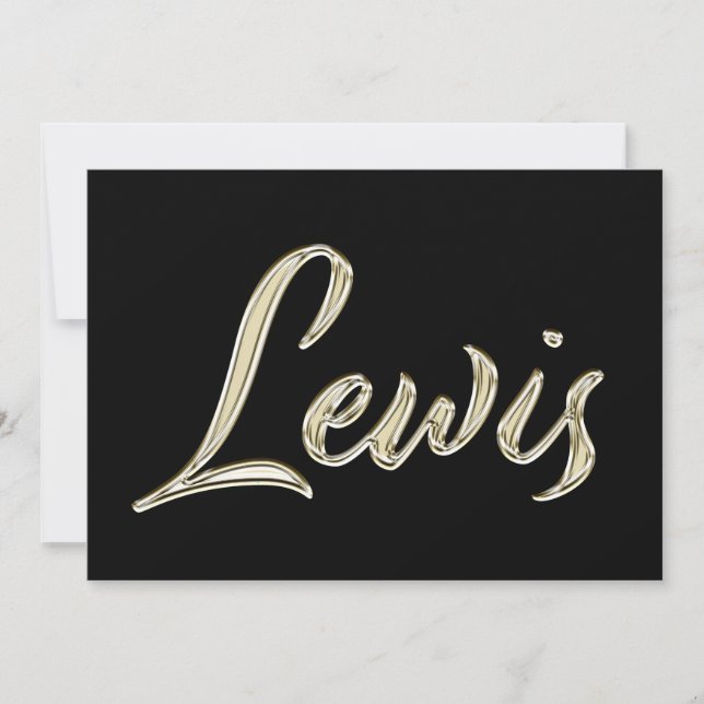 Lewis Name white gold Handwriting Karte Kort (Framsida)