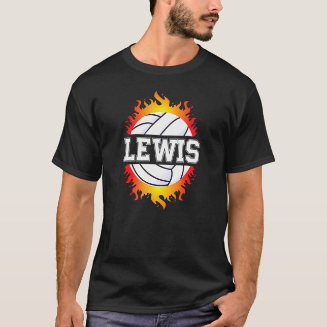 Lewis Namn Volleyball Player Boys Boll och Net Spo T Shirt (Framsida)