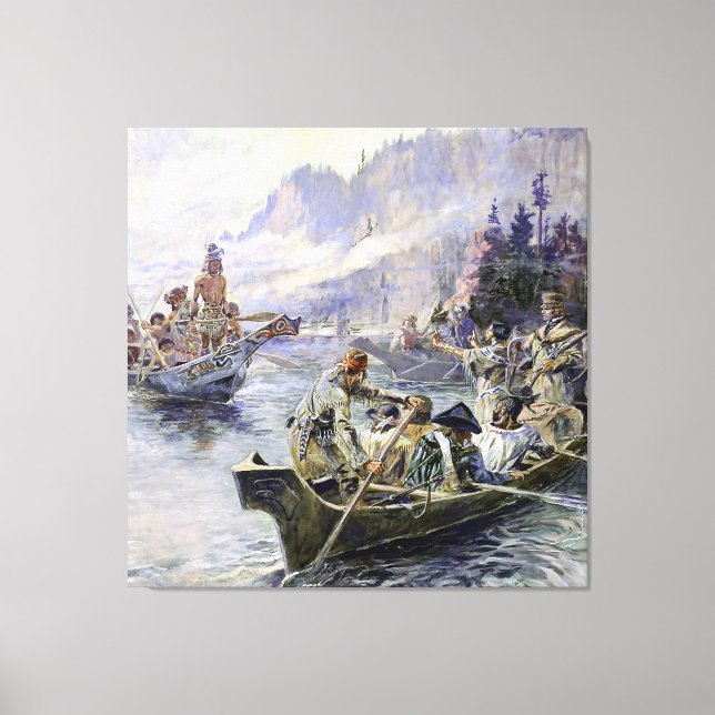 “Lewis och Clark” av Charles M Russell Canvastryck (Framsida)