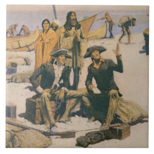 Lewis och Clark på Columbiaet River Kakelplatta