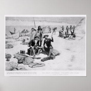 Lewis och Clark på munnen av Columbiaen Poster