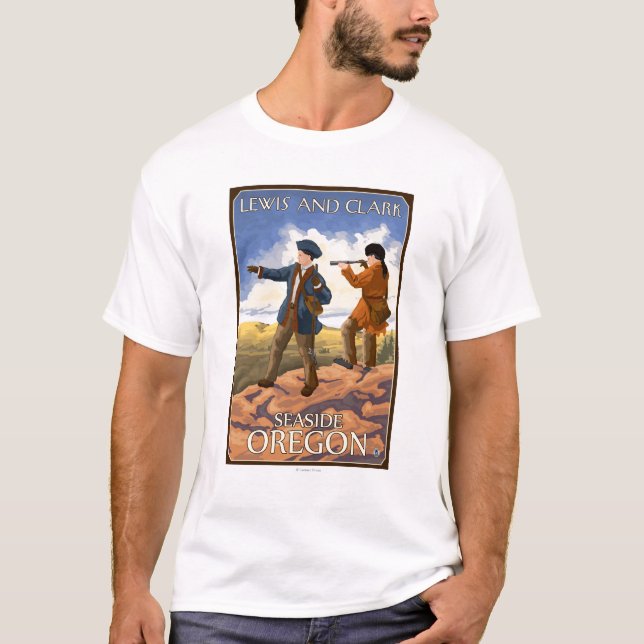 Lewis och Clark - sjösida, Oregon T Shirt (Framsida)