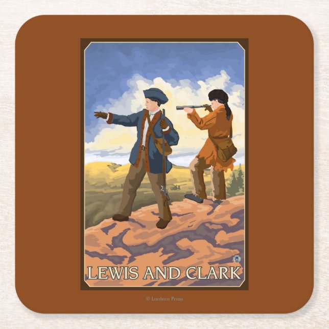 Lewis och Clark som undersöker väster Underlägg Papper Kvadrat (Framsidan)
