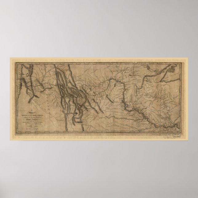 Lewis och Clark Track Karta Poster (Framsidan)