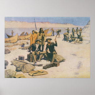 Lewis och Clark vid Columbia River Poster
