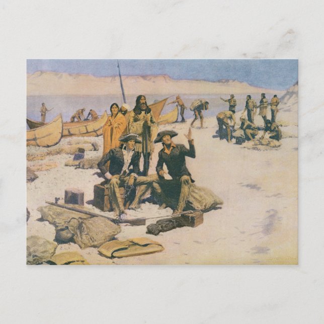 Lewis och Clark vid Columbiafloden Vykort (Framsida)