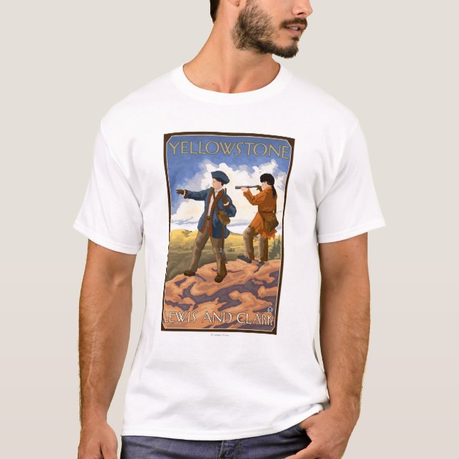 Lewis och Clark - Yellowstone nationalpark Tee (Framsida)