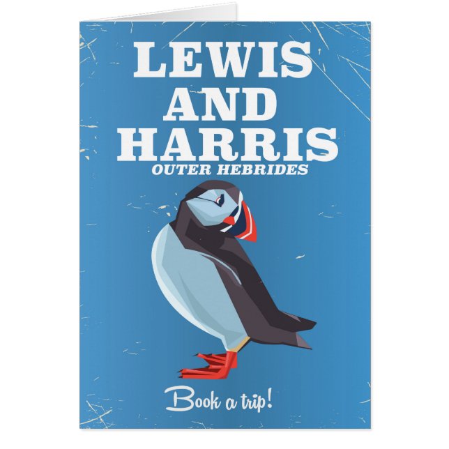 Lewis och Harris Scotland Puffin-reseaffisch Hälsningskort (Framsidan)