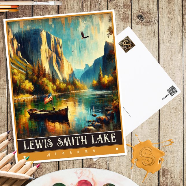 Lewis Smith Lake, Alabama | Gammalt Målning Vykort (Skapare uppladdad)