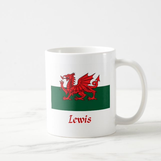 Lewis walesisk flagga kaffemugg (Höger)